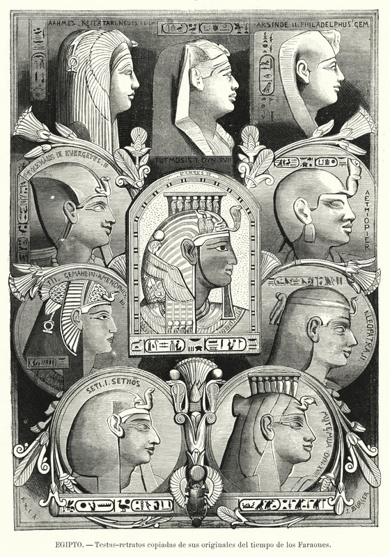 Alte ägyptische Porträtköpfe (Lithografie) von Lothar Michael Burger
