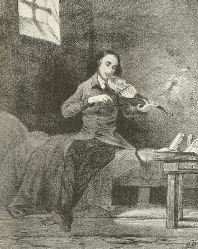 Paganini im Gefängnis (Gravur) von Louis Boulanger