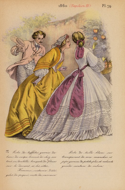 Französische Mode: 1860, Napoleon III (Farblithografie) von Louis Colas