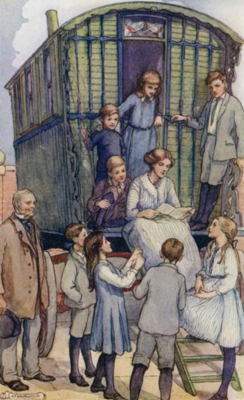 Szene aus The Slowcoach, von Edward Verrall Lucas von Mary V. Wheelhouse