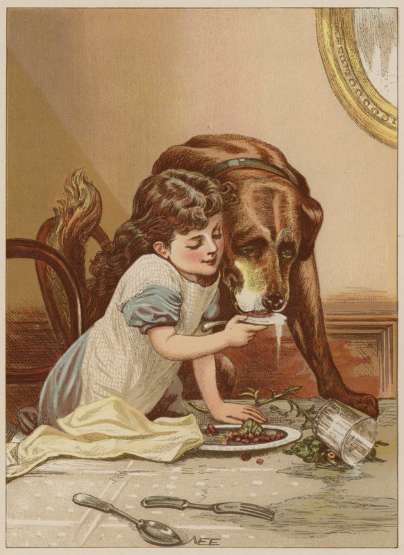Mädchen füttert Hund von Mary Ellen Edwards