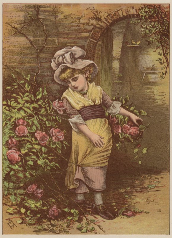 Mädchen pflückt Rosen von Mary Ellen Edwards