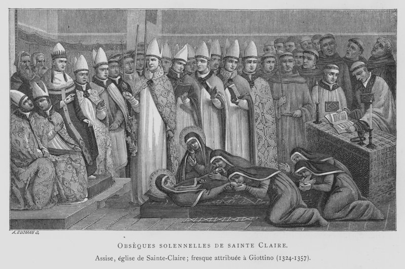Begräbnis der Heiligen Klara (Lithografie) von Maso di Banco Giottino