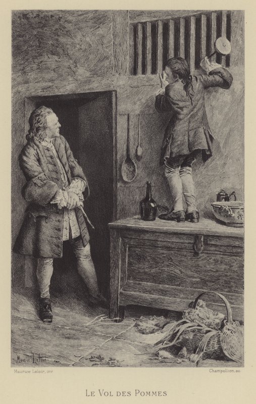 Der Diebstahl der Äpfel (Gravur) von Maurice Leloir
