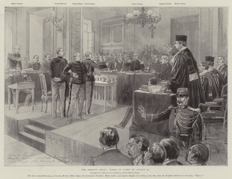 Der Dreyfus-Prozess, Szene im Gericht am 24. August von Melton Prior