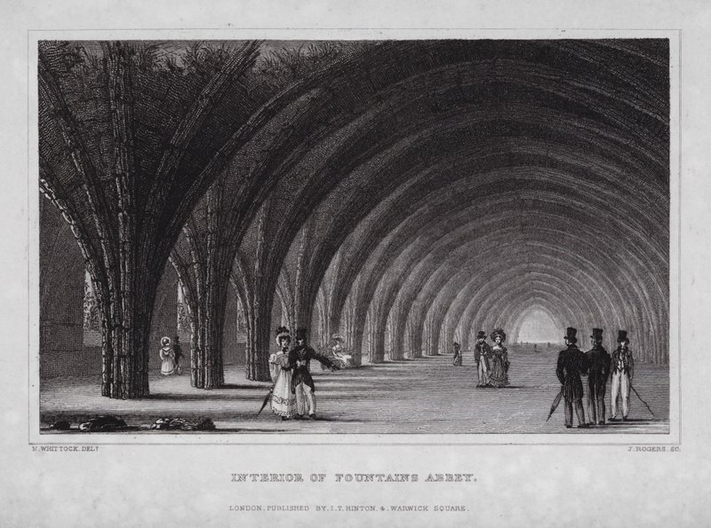 Innenraum der Fountains Abbey von Nathaniel (after) Whittock