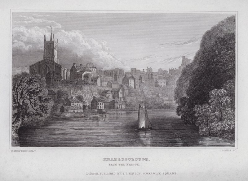 Knaresborough, von der Brücke aus von Nathaniel (after) Whittock