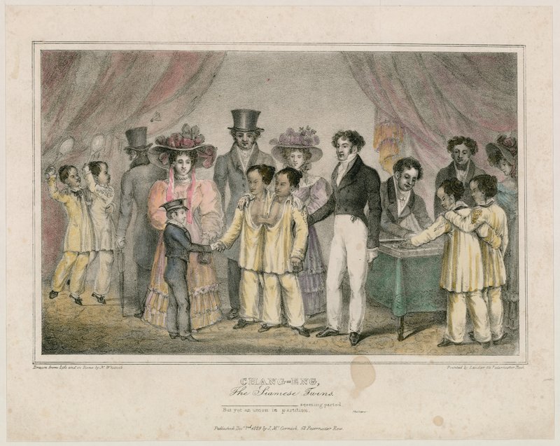 Chang-Eng, die siamesischen Zwillinge, 1829 von Nathaniel Whittock