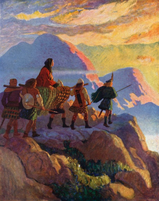 Helen steigt das Tal der Steine hinab von Newell Convers Wyeth