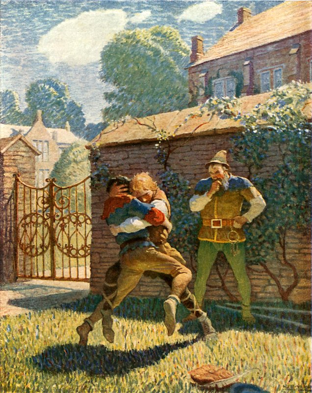 Little John ringt in Gamewell von Newell Convers Wyeth
