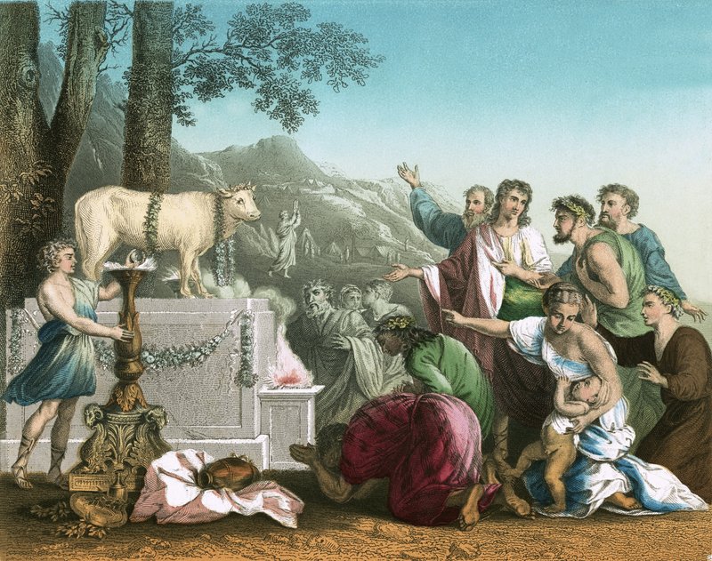 Die Anbetung des Goldenen Kalbs von Nicolas Poussin