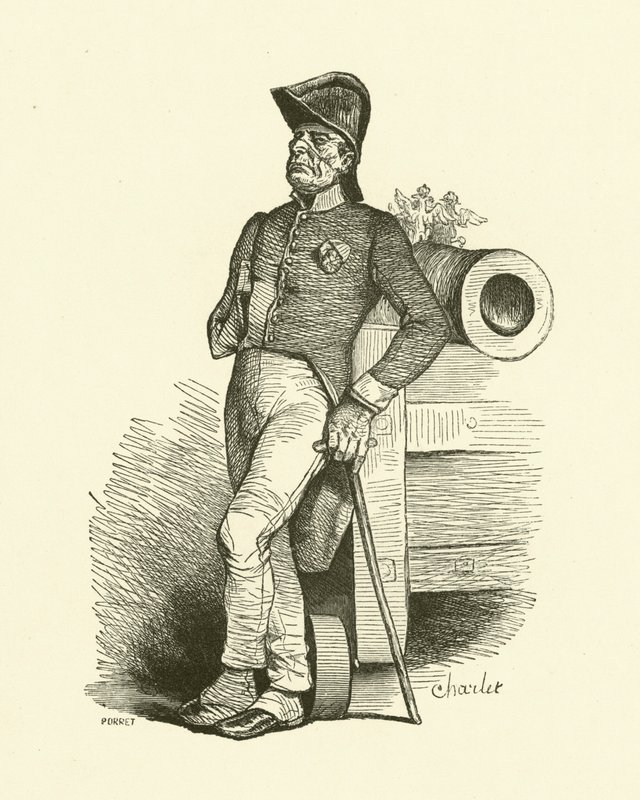 Der Pensionär (Gravur) von Nicolas Toussaint (after) Charlet