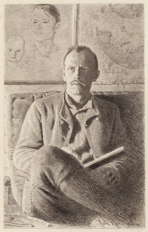 Porträt von Fridtjof Nansen (Radierung) von Norwegian School