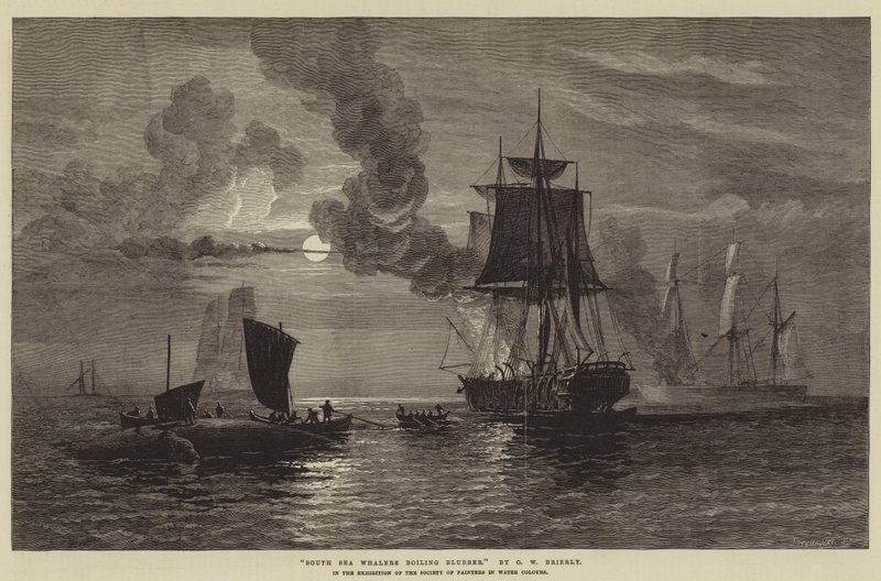 Walfänger im Südmeer beim Auskochen von Blubber von Oswald Walters Brierly