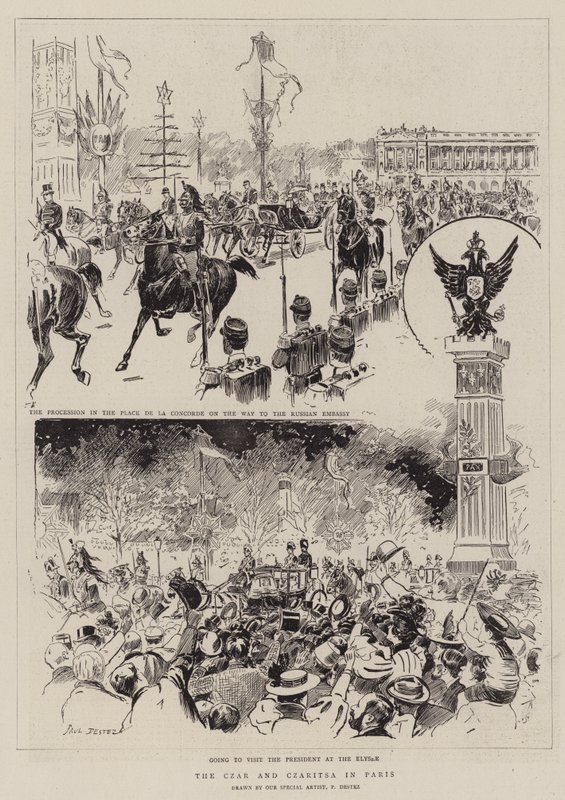 Der Zar und die Zarin in Paris (Gravur) von Paul Destez
