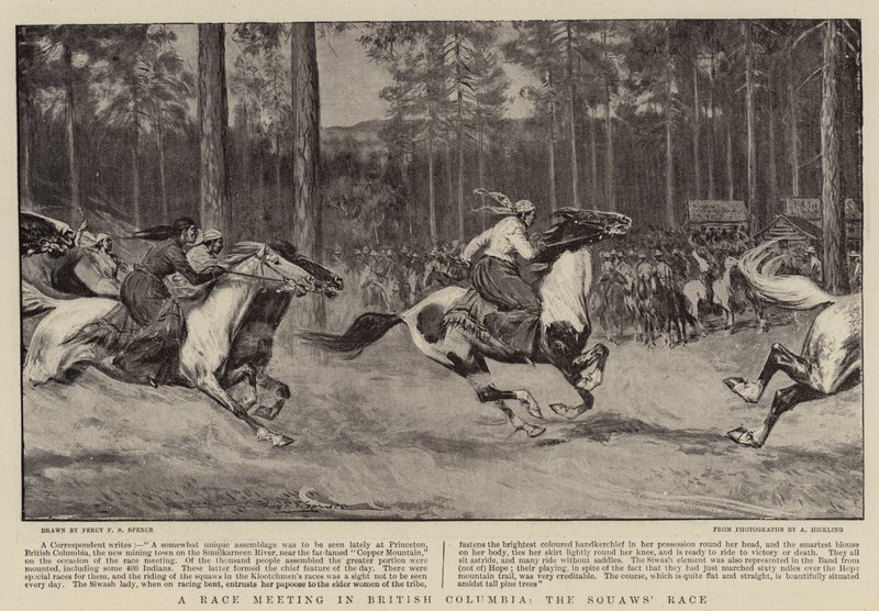 Ein Pferderennen in British Columbia, das Rennen der Squaws von Percy F.S. Spence