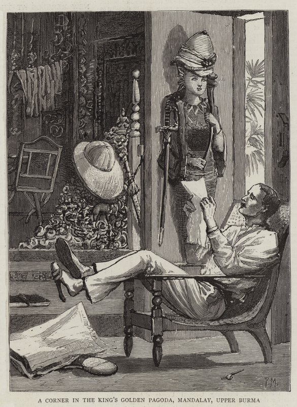 Eine Ecke in der Goldenen Pagode des Königs, Mandalay, Oberburma von Percy Macquoid