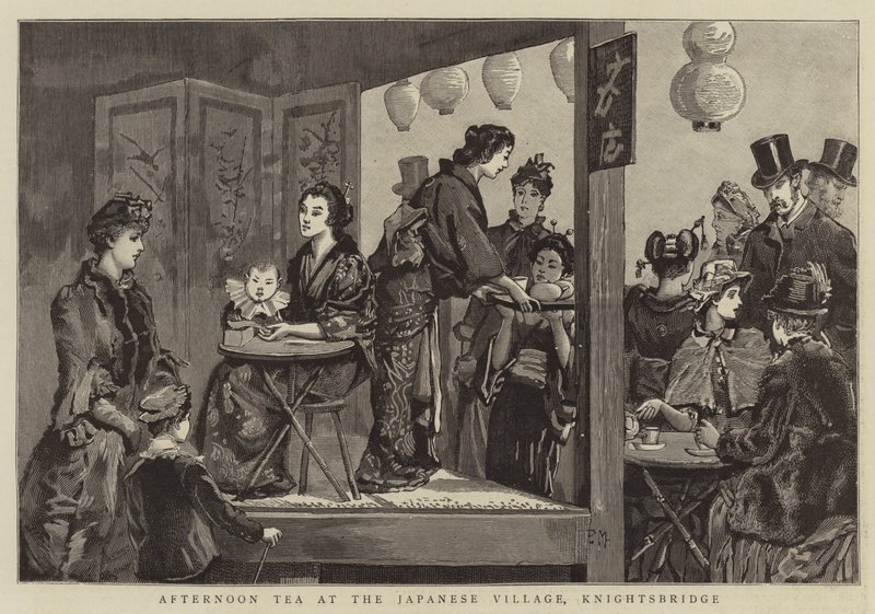 Nachmittagstee im japanischen Dorf, Knightsbridge von Percy Macquoid