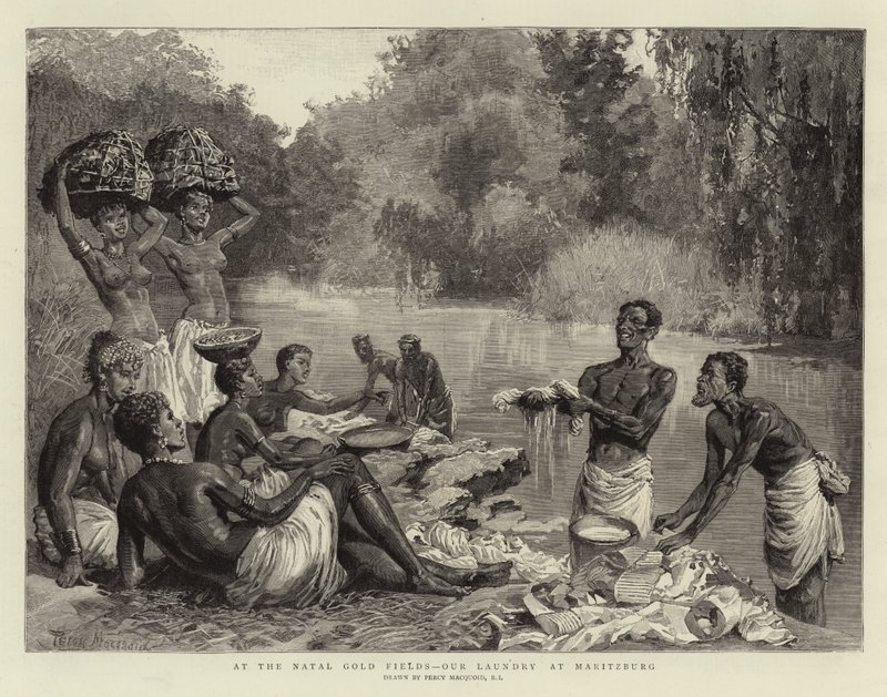 An den Goldfeldern von Natal, unsere Wäscherei in Maritzburg von Percy Macquoid