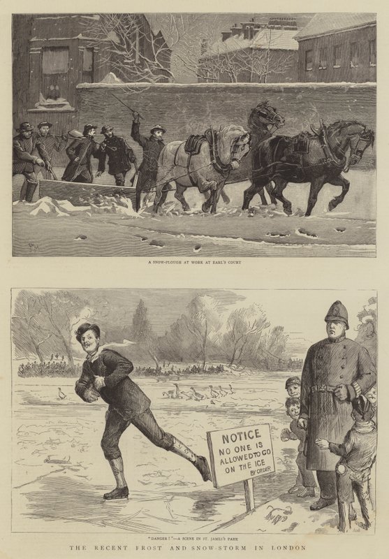Der jüngste Frost und Schneesturm in London von Percy Macquoid