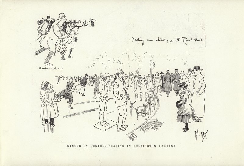 Winter in London, Schlittschuhlaufen in den Kensington Gardens von Phil May