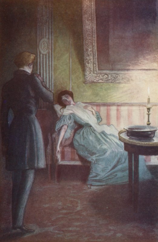 Sie lehnte sich auf einem großen Sofa zurück, eine Hand auf ihrem Herzen, die andere an ihrer Seite hängend von Pierre Georges Jeanniot
