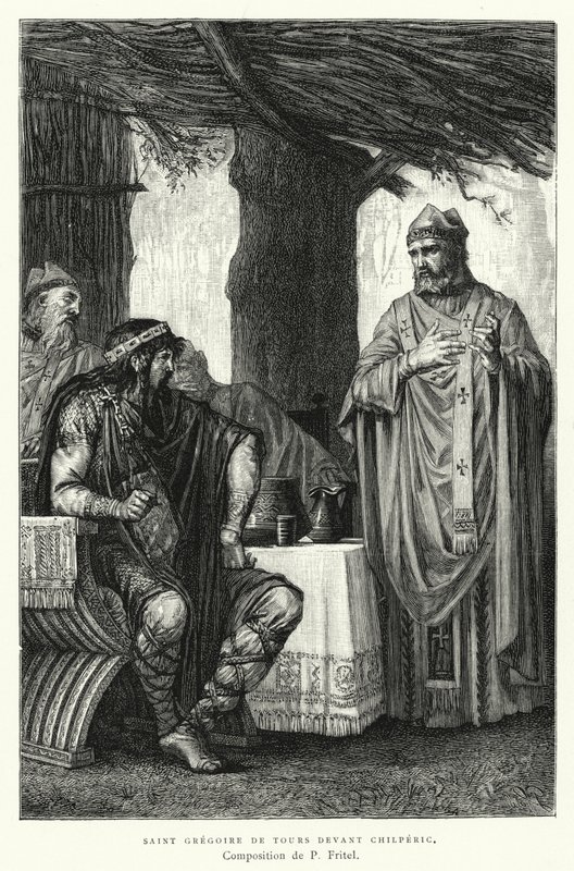 Saint Gregoire De Tours Devant Chilperic (Gravur) von Pierre Fritel