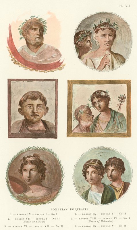 Pompejanische Porträts (Farblithografie) von Pierre Gusman