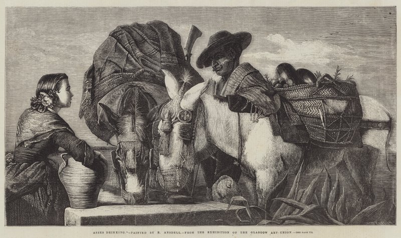 Esel trinken von Richard Ansdell