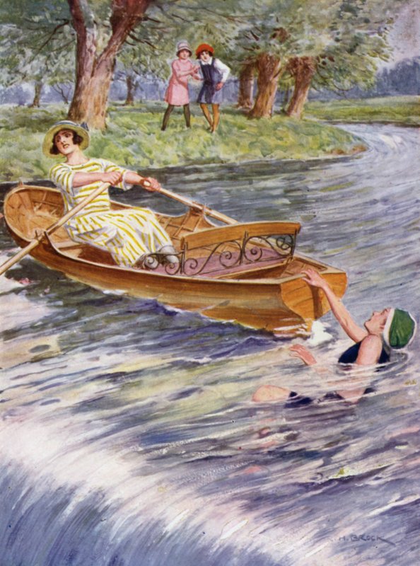 Mädchen beim Bootfahren von Richard Henry Brock