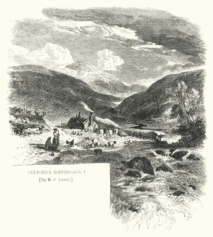 Telfords Geburtsort (Stich) von Richard Principal (after) Leitch