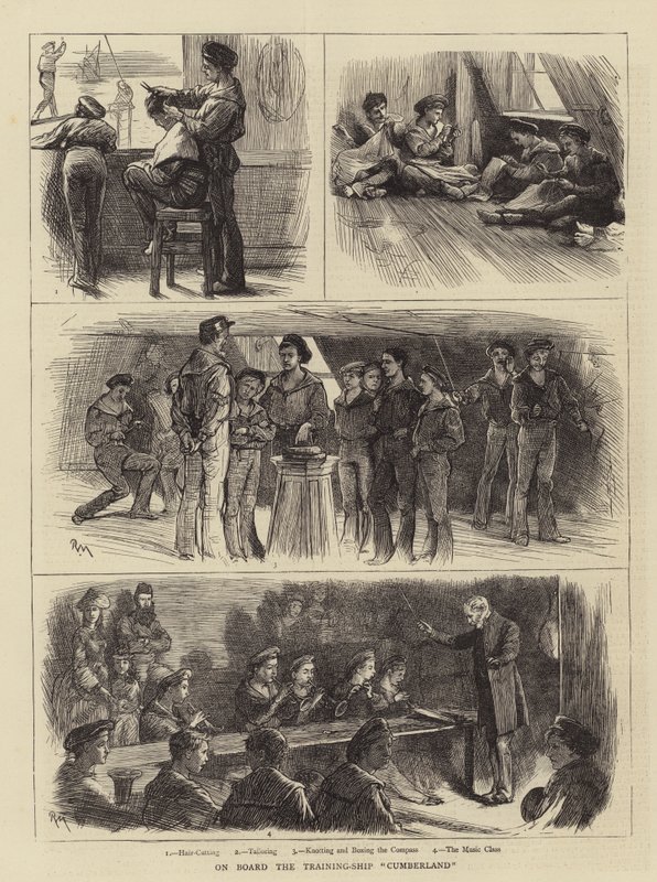 An Bord des Ausbildungsschiffs Cumberland von Robert Walker Macbeth