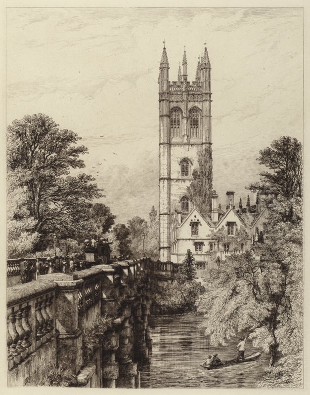 Magdalen Tower und Brücke von Robert Kent after Thomas