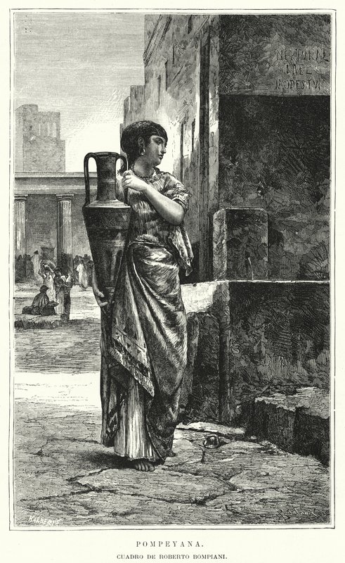 Frau von Pompeji (Lithografie) von Roberto Bompiani