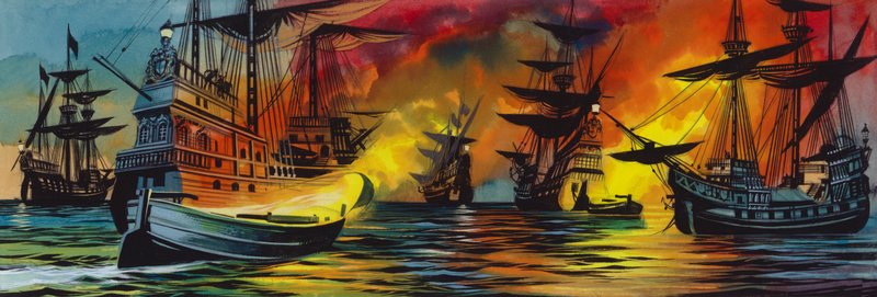 Niederlage der spanischen Armada von Ron Embleton