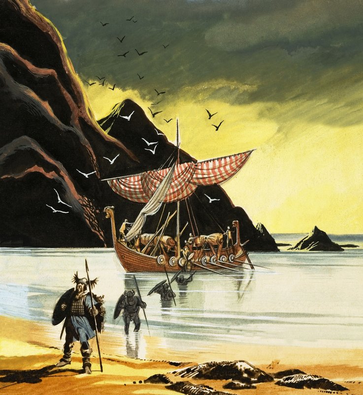 Leif Ericsson erreicht die neue Welt von Ron Embleton