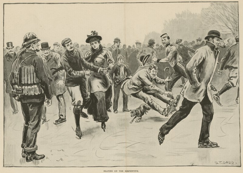 Schlittschuhlaufen auf der Serpentine (Gravur) von S. T. Dadd