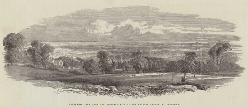 Panoramablick vom vorgeschlagenen Standort des Kristallpalastes in Sydenham von Samuel Read