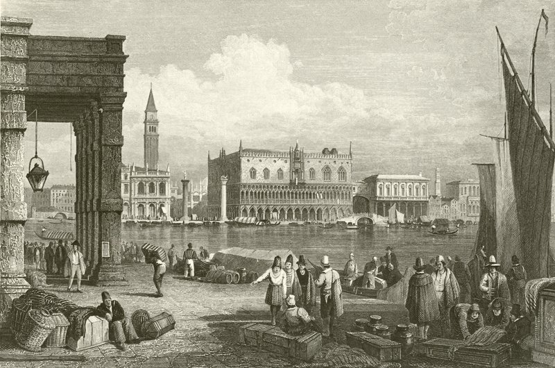 Der Große Kanal und der Dogenpalast, Venedig von Samuel Prout