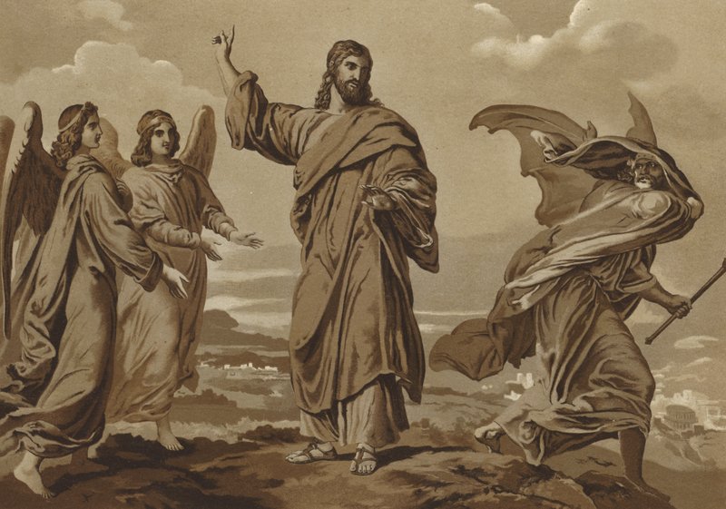 Satan versucht, Christus zu verführen von Spanish School