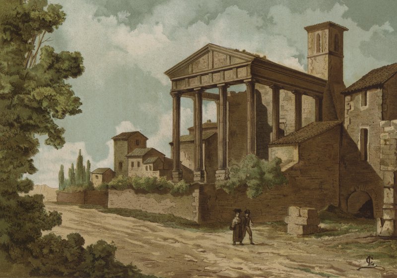 Der römische Tempel des Herkules in Cori, Italien von Spanish School