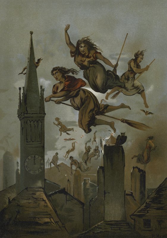 Hexen fliegen auf Besenstielen von Spanish School