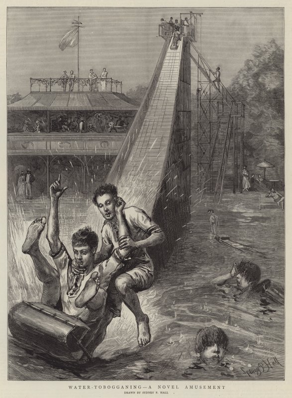 Wassertobogganing, eine neue Vergnügung von Sydney Prior Hall