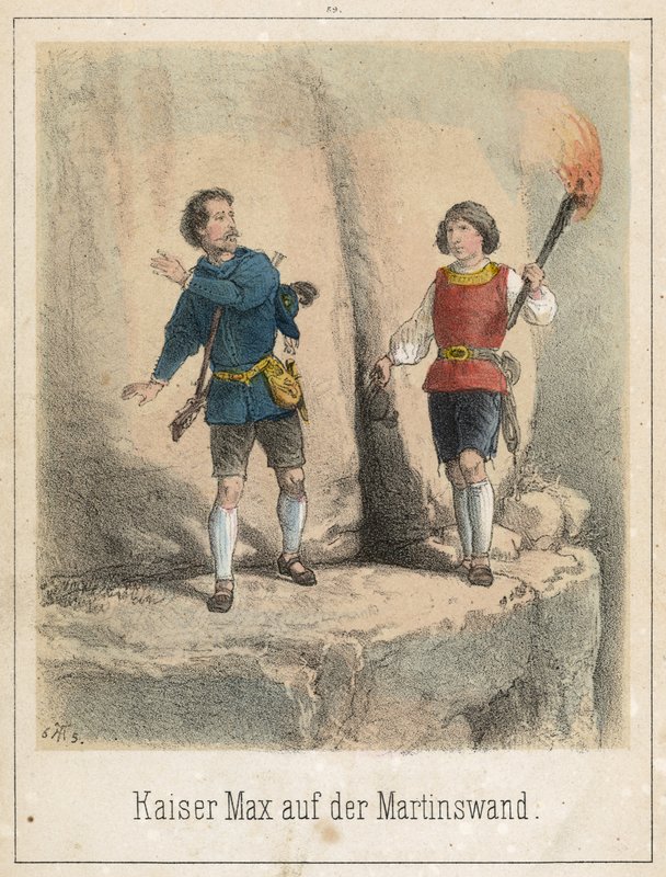 Kaiser Max auf der Martinswand von Theodor Hosemann