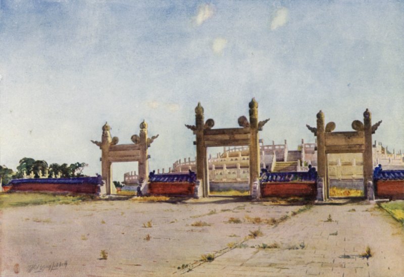 Peking, der Himmelstempel, der Opferaltar von Thomas Hodgson Liddell