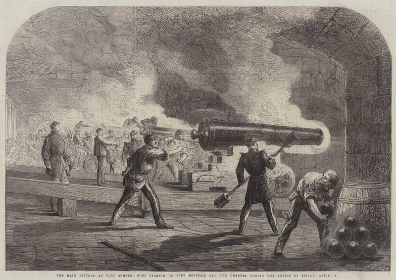 Die Hauptbatterie bei Fort Sumter, Kanonen, die auf Fort Moultrie und den Kanal während der Aktion vom Freitag, 12. April, zielen von Thomas Nast
