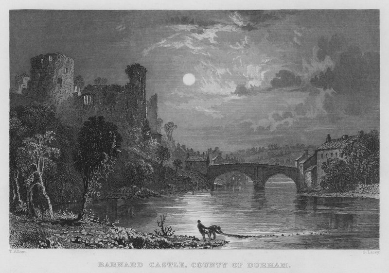 Barnard Castle, Grafschaft Durham (Stich) von Thomas (after) Allom