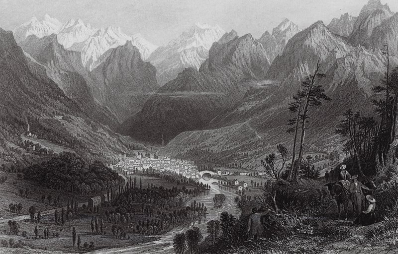 Cauterets, in den Pyrenäen von Thomas (after) Allom