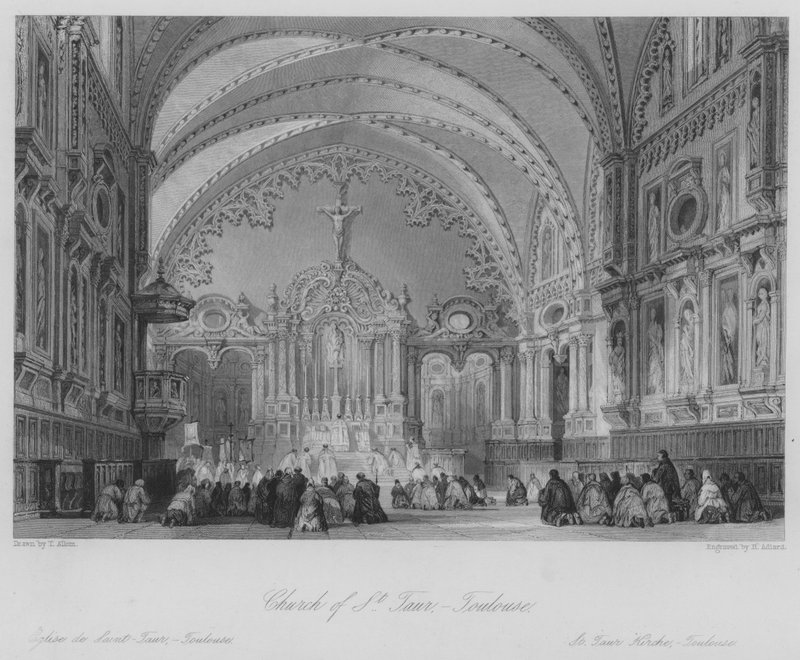 Kirche St. Taur, Toulouse (Gravur) von Thomas (after) Allom