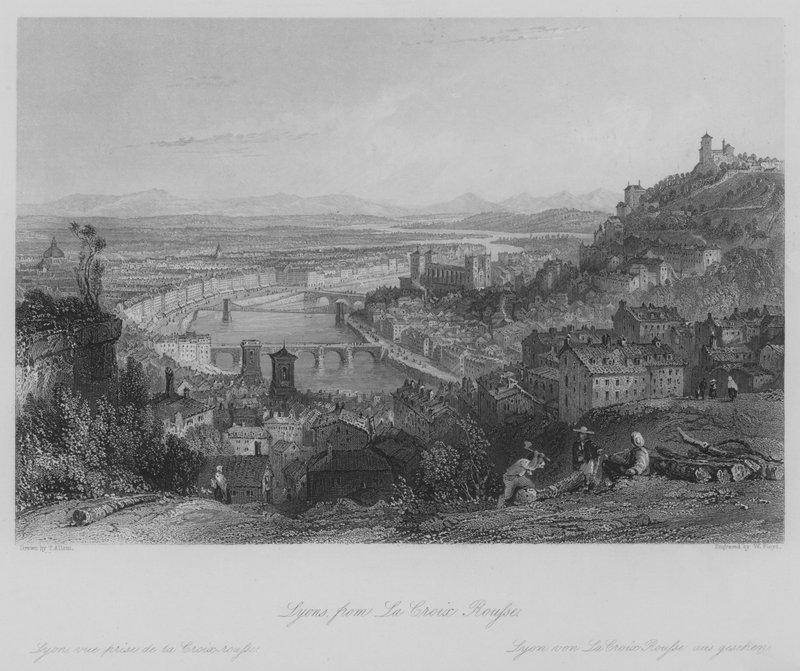 Lyon, von La Croix Rousse von Thomas (after) Allom